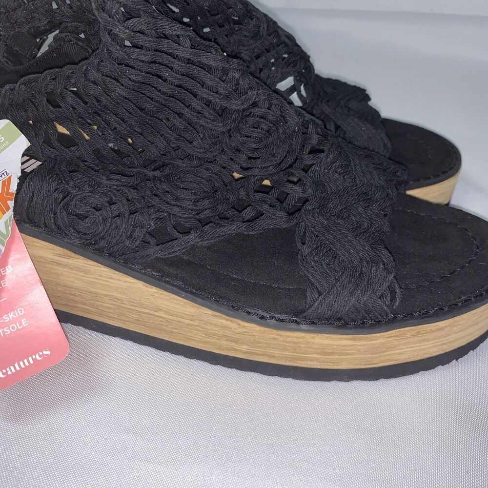 Women’s MukLuks Lightweight Black Wedge Sandals Shoes Size  9.5 Non-skid Outsole - Picture 8 of 13